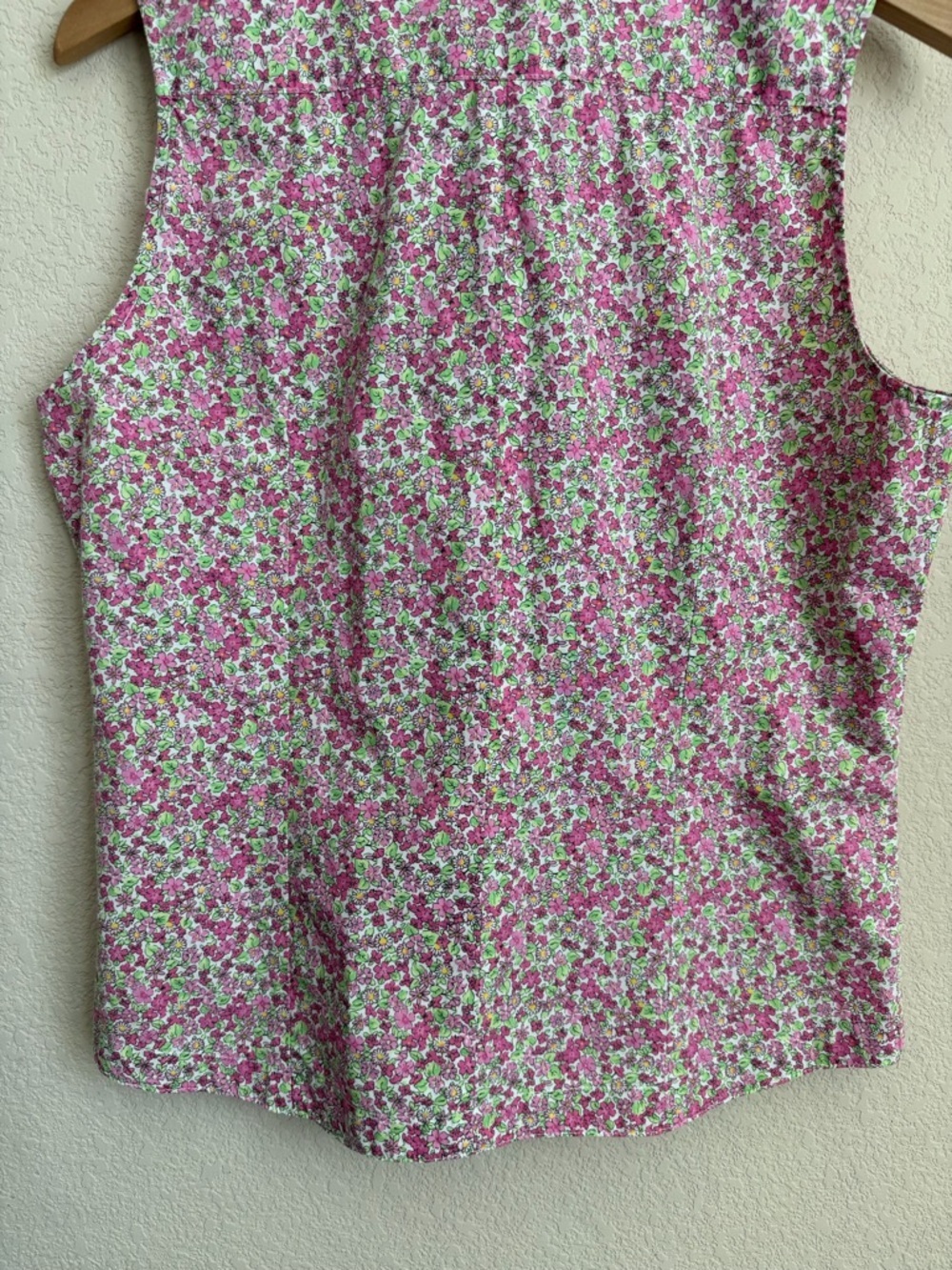 Safari Adventures Vintage Floral Sleeveless Button Down Shirt Large Cotton Pink - Picture 8 of 8